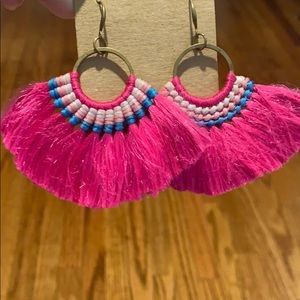 Hot Pink Fringe Earrings